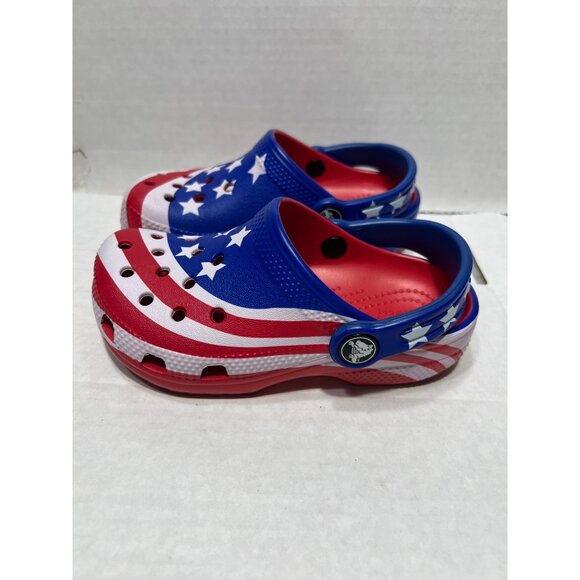 CROCS classic American Flag clog shoe boys child size C 10 - Picture 7 of 8